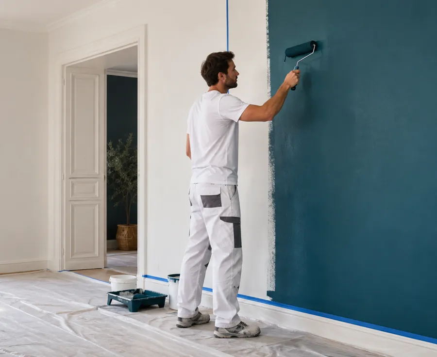 Travail de peinture intérieure réalisé avec soin