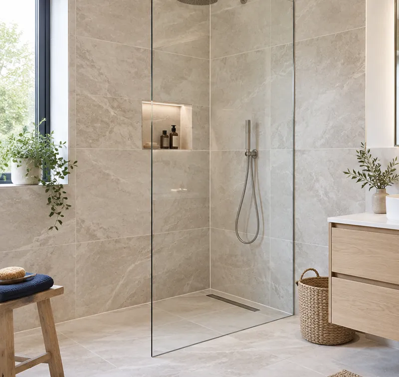 Carrelage de douche aux finitions précises